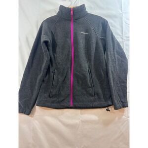 Columbia Dark Gray and Pink‎ Zipper Fleece Full Zip Jacket Women's Size small